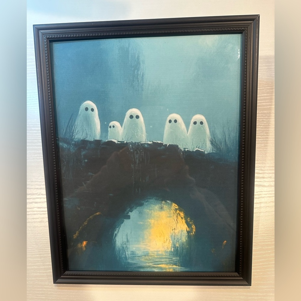 Cute Ghosts on the Bridge - Cute Vintage Ghost Print, Rustic Dark Academia Decor